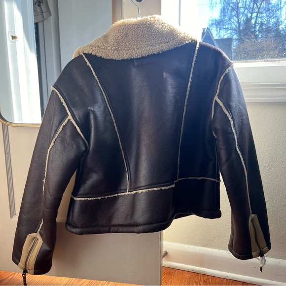 NWT Anthropologie Faux Leather Sherpa Aviator Jacket - Picture 5 of 6